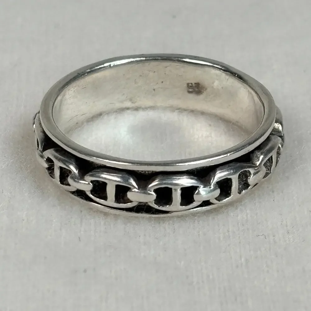Mariner Chain Link Fidget Spinner Ring 925 Silver Size 13